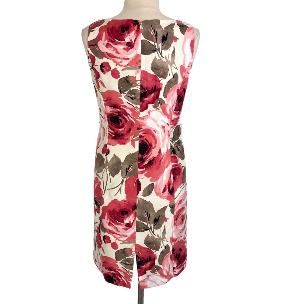 Alex Marie Career Sheath Dress Lined Knee Length Boat Neck Sleeveless 6P Floral - Picture 2 of 11